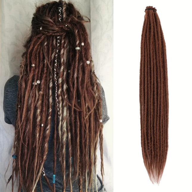 24 Inch Handmade Crochet Synthetic Fiber Hair Extensions, Soft Dreadlock Style, African Hip Hop Look, Suitable for Daily Wear.