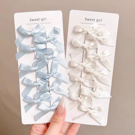 10PCS/Bag Sweet Bow Baby Girl Hair Clips Korean Solid Color Bowknot Duck Tongue Clips Princess Kids Side Clips Barrettes
