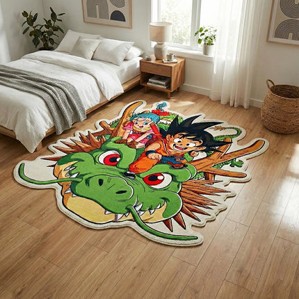 Dragon Ball Shenron Adventure Carpet – Playful Mat: Cute Goku & Bulma Design Cozy Accent for Anime-Themed Room Spaces