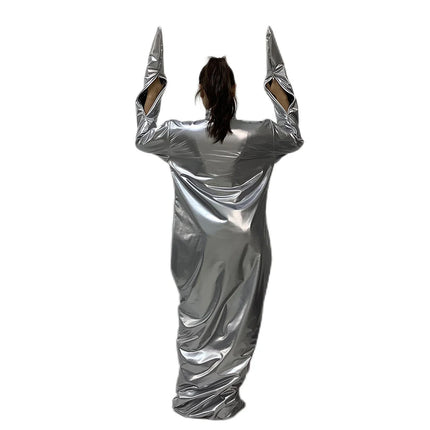 Fetish PVC Faux Leather Bondage Sack Bag Double Layer Spandex Cuff Zipper Sleeping Bag Lockable Zipper Erotic Costume Catsuits