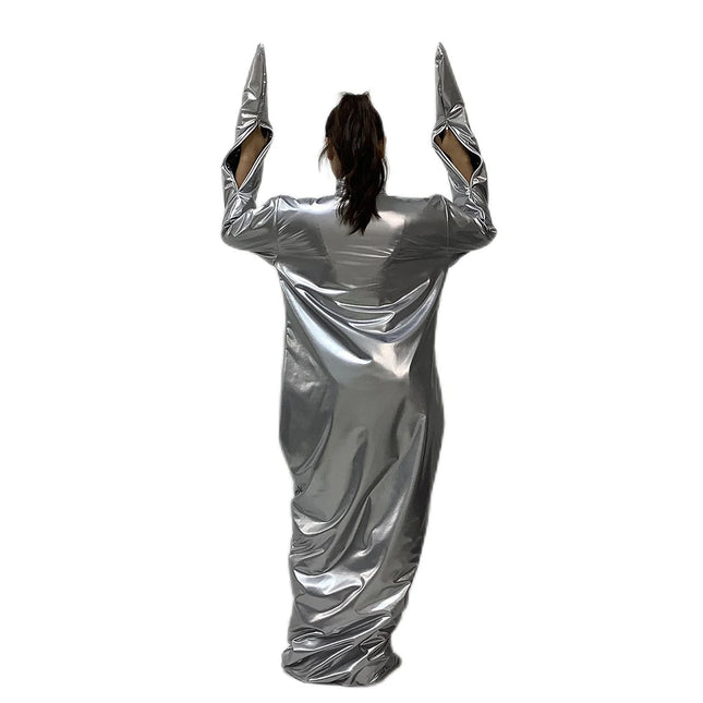 Fetish PVC Faux Leather Bondage Sack Bag Double Layer Spandex Cuff Zipper Sleeping Bag Lockable Zipper Erotic Costume Catsuits