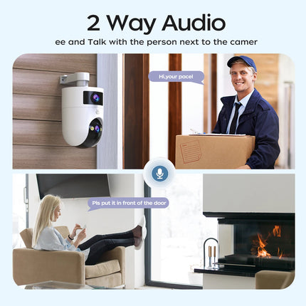 JOOAN 4K PTZ WiFi Camera Outdoor Dual Lens Dual Screen Auto Tracking HD Night Vision Security Protection CCTV Surveillance
