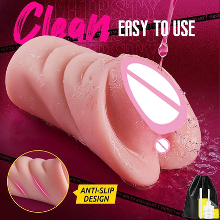 2 in 1 Pocket Pusssy for Men Silicone Vagina Anal 18 Realistic Masturbator Sex Toys for Sex Machine Jerkmate Adult Toys Sex Shop