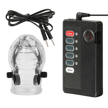 Male Electro Shock Penis Glans Trainer Cock Ring E-stim Orgasm Medical Sleeve Time Delayed Ejaculation Masturbator Sex Toys BDSM