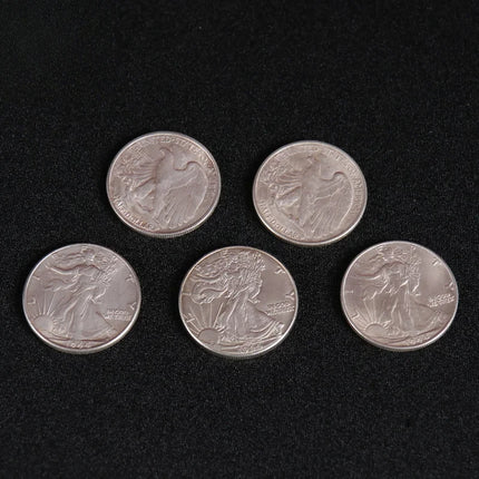Walking Liberty Half Dollar Shell and Coin Set/Morgan Dollar Shell and Coin Set (4 Coins 1 Shell) By Oliver Magic Tricks Props
