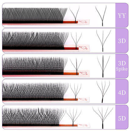 RUJADE 3D 4D 5D Premade Fans Eyelash Extension Y W Shape Fairy Spike Soft Automatic Blooming Faux Individual Clover Lash