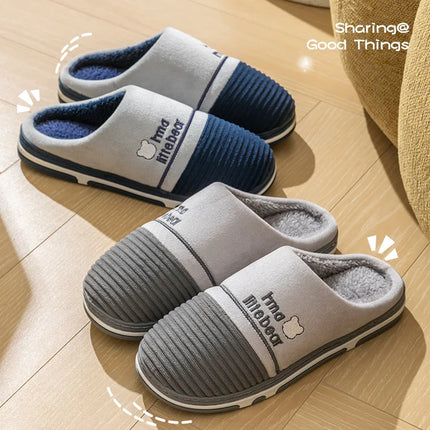 New autumn and winter fur slippers for women, thick soled and plush warm indoor home, non slip cotton slippers