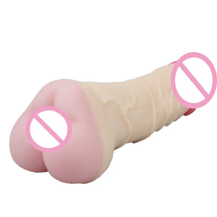 Realistic Big Penis Enlarger Sleeve With Pussy Real Vagina Anal Plug Sex Toys For Men Women Three Uses Adult Erotic Supplies