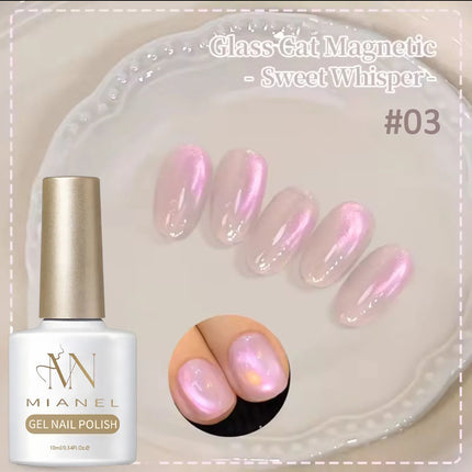 10ML 1-8PCS 2026 New Nude Pink Glass Bead Gel Nail Polish Gold Light Magnet Nude Cat Eye Gel Polish Cute Nails Nail Supplies