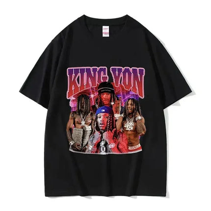 Rapper K-King Von Graphic Print T-Shirts Men Women Streetwear Hip Hop Fashion Cotton Oversized Tops Harajuku Y2K Summer New Tees