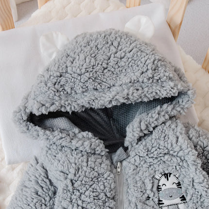 Baby Autumn Winter Plush Crawling Suit Cartoon Bull Design Soft Warm Cloud-like Wrap Sensation for Babies