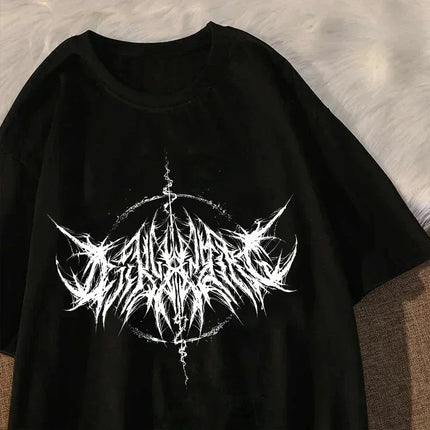 Retro Vintage Hip Hop Streetwear Kawaii Fashion Casual Tops Men's T Shirt Lightning Letter Print Y2K Goth Punk