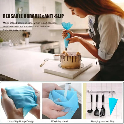 15Pcs/Set Pastry Sleeves Bags Reusable Confectionery Nozzles Piping Pocket DIY Cream Squeezing Leak Bag Cake Bakery Supplies