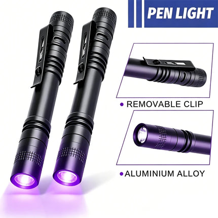 395nm UV Flashlight Ultraviolet Light,Pet Dog Cat Urine Detector Scorpion Finder,Portable UV Lamp w/ Pen Clip Use AAA Batteries