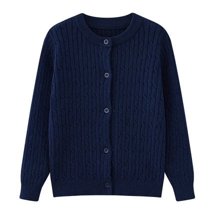 Girls Knit Cardigan Kids Button Long Sleeve Knit Sweater Clothes Cord Knit Sweater