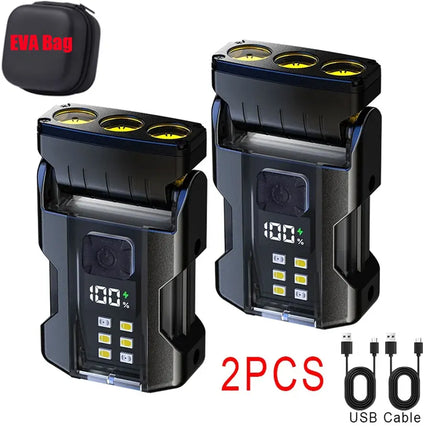 Multifunctional Mini Charging Flashlight Led Bright EDC Torch Magnetic Cap Clip Lamp Flash Light Outdoor Camping Fishing Tools