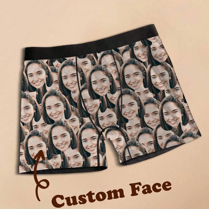 Custom Photo Mens Boxer Briefs Personalized Face Underwear Funny Gift for Boyfriend Husband Anniversary Birthday Valentines