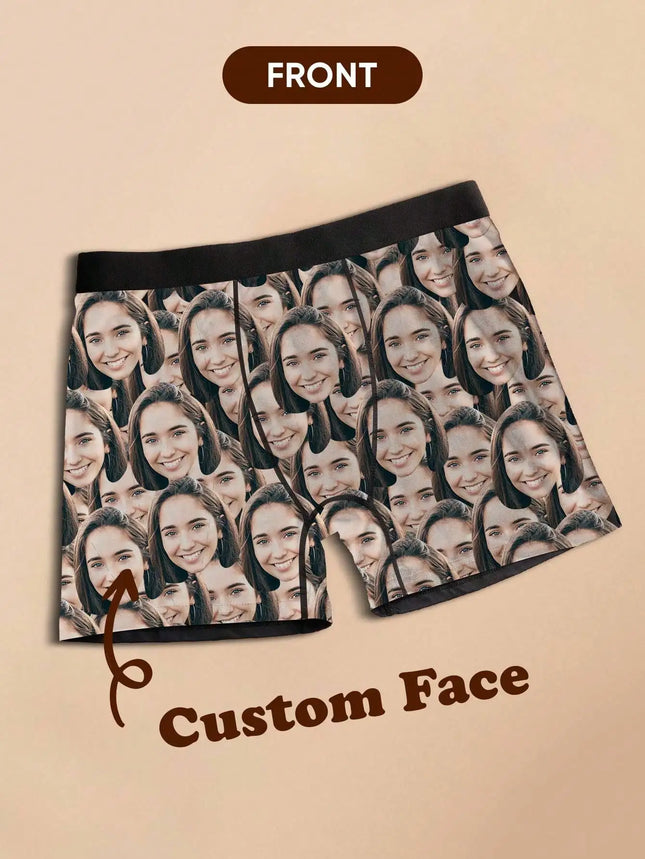 Custom Photo Mens Boxer Briefs Personalized Face Underwear Funny Gift for Boyfriend Husband Anniversary Birthday Valentines