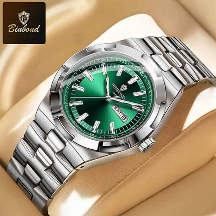 BINBOND New Luxury Quartz Men's Wristwatch Sport Men Watches Waterproof Luminous Date Week Stainless Steel Men's Watch Male Reloj