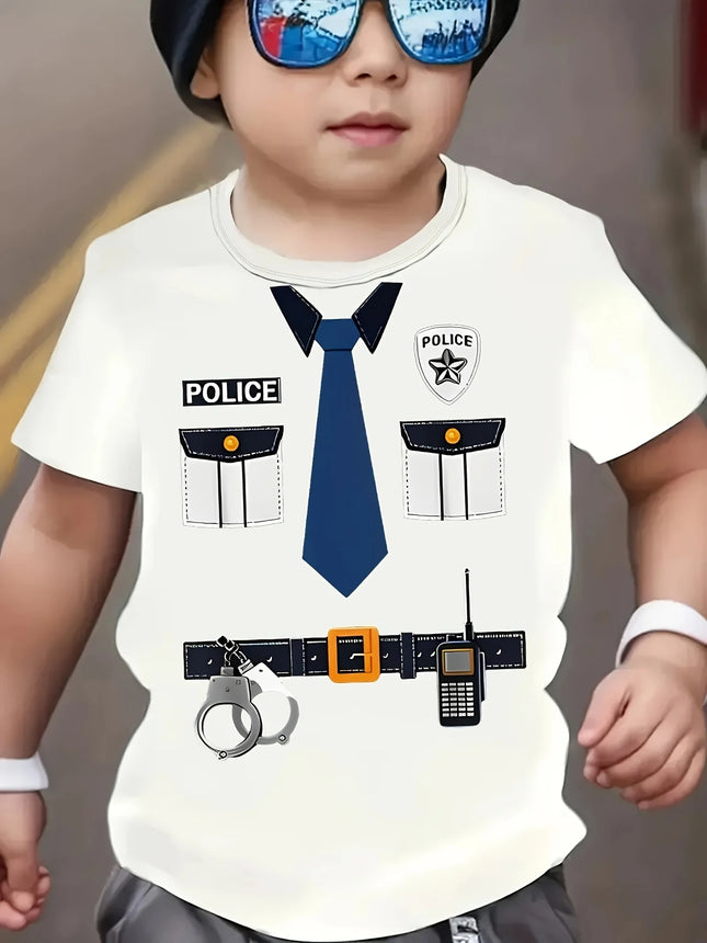 Police Cosplay 3D Print Design T-shirt for Boys & Girls | 2026 New 3D Technology Print | Casual Outing & Home Wear