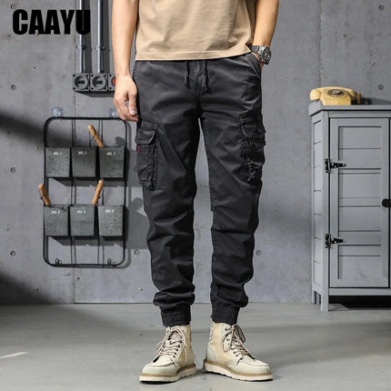 CAAYU Joggers Cargo Pants Mens Casual Hip Hop Y2k Multi-Pocket Male Trousers Sweatpants Streetwear Techwear Tactical Khaki Pants