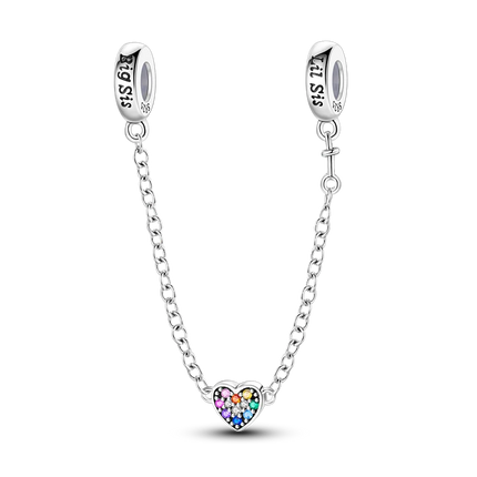 Sparkling Clear Silver Safety Chain 925 Sterling Silver Safety Chain Charm Beads Fit Original Bangle Bracelet DIY Jewelry