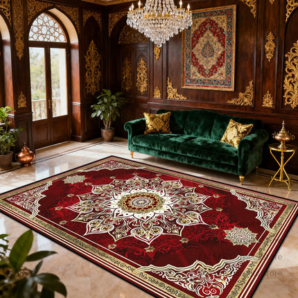 Persian American Retro Carpet Large Area Living Room Decoration Home Ethnic Style Bedroom Rug Cloakroom Lounge Soft Washable Mat
