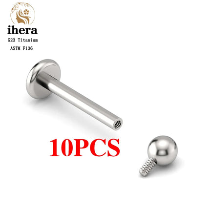 10PCS G23 Titanium Eyebrow Piercing Jewelry Nose Septum Piercing Ring C Rod 16G ASTM F136 Women Labret Lip Stud Wholesale