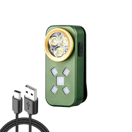 EDC Flashlight USB Charging Magnetic Clip Work Light LED Strong Light Torch Red Blue Warning Light for Outdoor Camping Hiking