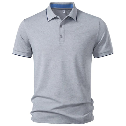 AIOPESON Men's Solid Color Work Polo Shirt Professional Breathable Moisture Wicking Office Casual Daily Wear Office Polo Shirts