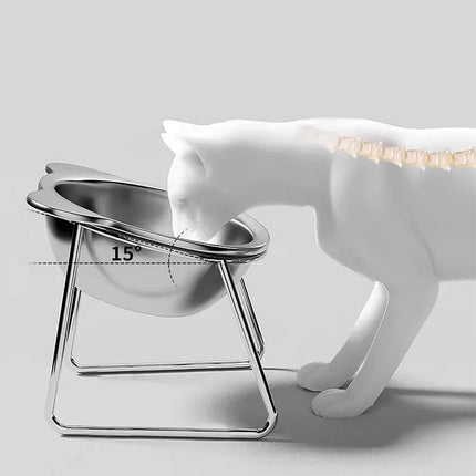 Cat Bowls Tilted Neck Guard Cat Food Bowl Indoor Stainless Steel Shatter Resistant Elevated 15° Pet Bowl For Kitten Puppy