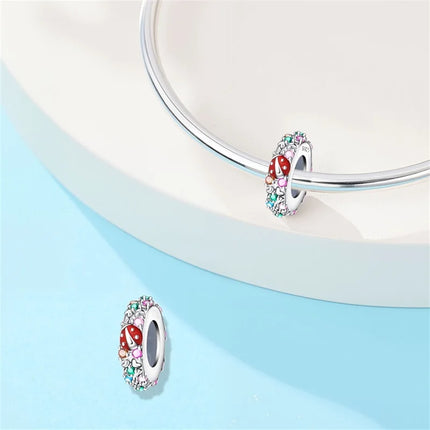 Original 925 Sterling Silver Charms Beads Cute Mushroom Unicorn Love Wings Pearl Charm for Bracelet Pendant Woman Girl Jewelry