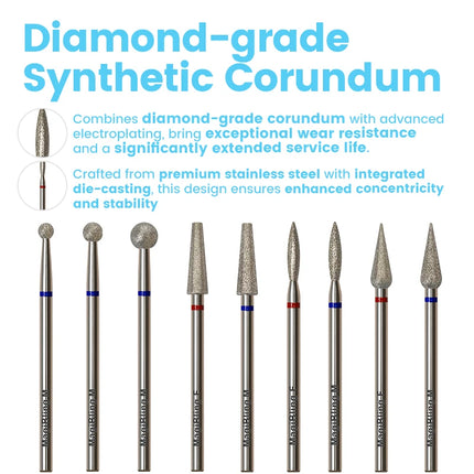 MagiBling Diamond Nail Drill Bits for Efile Buffer Manicure Left Right Rotary Cuticle Nail Corner Polish DIY Nails Tools 3/32"
