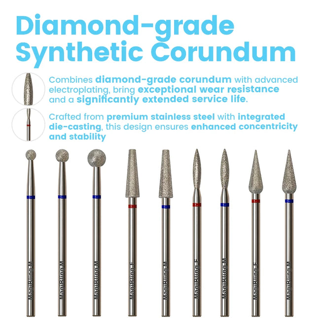 MagiBling Diamond Nail Drill Bits for Efile Buffer Manicure Left Right Rotary Cuticle Nail Corner Polish DIY Nails Tools 3/32"