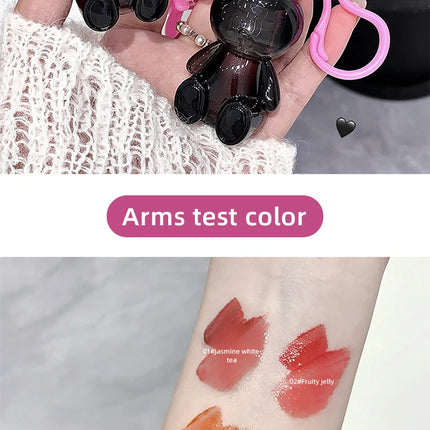 Gege Bear Pink Rabbit Velvet Matte Lip Cream Black Rabbit Water light lip glaze matte mirror pendant lipstick lip gloss