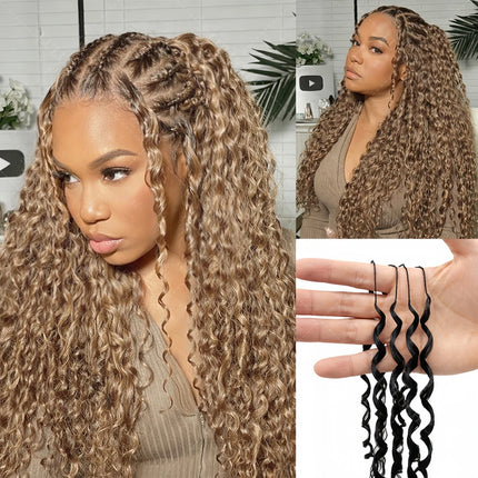 Blonde Feather Crochet Bundles Human Hair Miracle Knots Deep Wave Extensions Lightweight Pre Separated Crochet Hair For Braids