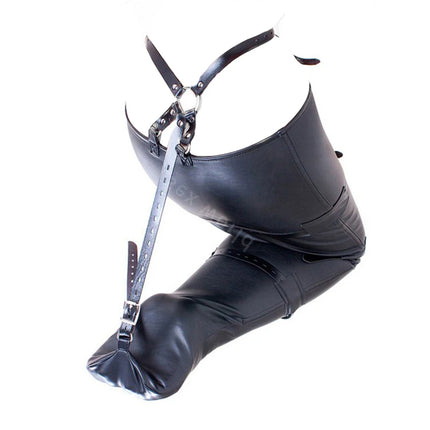 BDSM Mermaid Restraint Bag Leather Straitjacket Fetish Half Body Bondage Legging Binder Slave Ankle Cuff Binding Erotic Sex Tool
