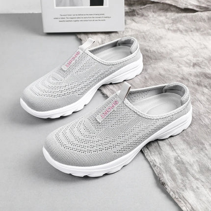Women's Ultra Light Oversized Running Shoes, Fashionable Fly Woven Breathable Mules Sports Sneakers Plus Size 35-42