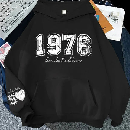 50th Birthday Men Hooded Hoodies Personalized Limited Edition 1976 Print Fashion Hoodie Sweatshirt Hip Hop Casual Unisex Clothes