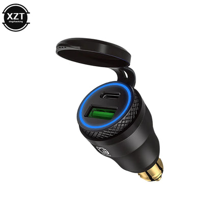 Motorcycle Waterproof Charger 30W QC3.0 USB C-Type PD Power Adapter Hella DIN Plug Socket Quick Charger for BMW Ducati Triumph