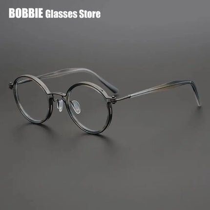 Top Quality Retro Round Glasses Frame Japanese Handmade Titanium Ultralight Men Eyeglasses Women Eyewear Acetate Korean Fashion