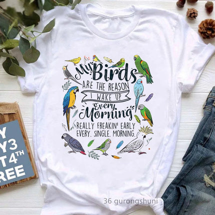 I Just Really Like Cockatiels Ok Graphic Print Tshirt Women Lovely Parrot T Shirt Femme White Short Sleeve Female T-Shirt Tops