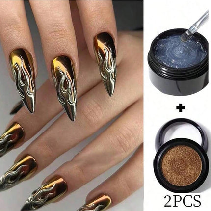 5ml 3D Clear Nail Gel and  Nail Art Mirror Powder Create metallic three-dimensional nail art 3D Painting Gel