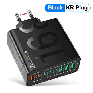 Total 150W USB Charger 8 Ports Fast Charging Phone Charger Quick Charge 3.0 Wall Charger Adapter For iPhone 17 Samsung Xiaomi