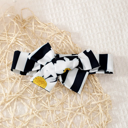 0-2 Year Old Newborn Baby Summer Digital Printed Bow Decoration Casual Daily Wear Headscarf Baby Clothes