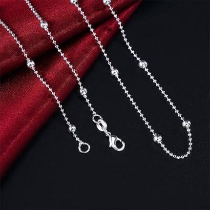 Charm 925 Sterling Silver 16-24 Inches Fine Sweater Bead Chain Women Necklace For Fashion Temperament Jewelry Party Wedding