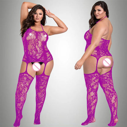 New Plus Size Bodystocking Bodysuits For Women Sexy Fishnet Lingerie Babydoll Dress Porno Underwear Mesh Stockings For Sex
