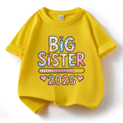 Big Sister Big Brother 2026 Printed Kids T-shirt Children Summer Short Sleeve Clothes Tees Kids Valentine Funny T Shirt Gift