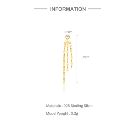 CANNER 1PC 925 Sterling Silver Chain Tassel Piercing Earrings Chain Charm Accessories For Woman Shiny Earring Fine Jewelry Gift