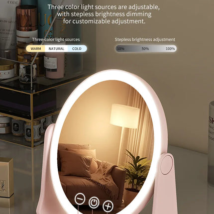 LED Makeup Mirror, Portable Flip Lighted Vanity Mirror with Touch Dimming, 3X Magnifier and Rechargeable Design for Desk